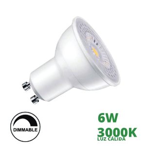 Bombillo Led Dicroica IT 6W DIMMEABLE / GU10 LUZ CALIDA 3000k (ojo de buey) cod. 2203
