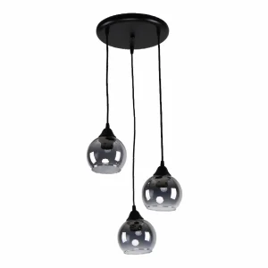LÁMPARA DECORATIVA CIRCULAR NEGRA 3 GLOBOS SMOKE COD.3198