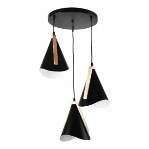 LAMPARA DEC BASE NEGRA CIRCULAR 3 TRIANGULOS NEGROS E27 DI-294 COD.3376