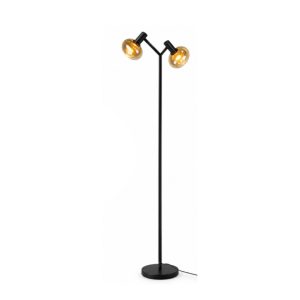LÁMPARA DE PIE NEGRA 2 GLOBOS ÁMBAR LED INTEGRADO 160* 100 12W 3000K COD.2280