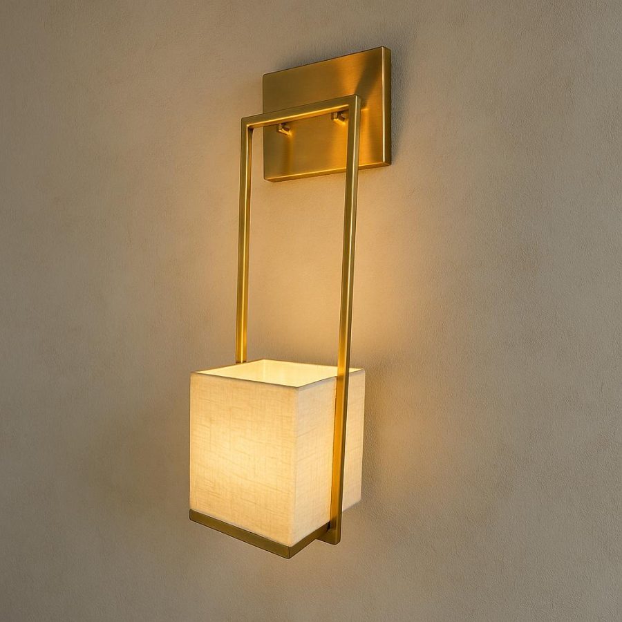APLIQUE DEC  BRONCE RECTANGULAR TELA BLANCA E27 COD. 4138