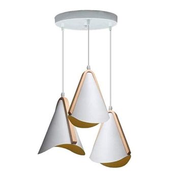 LÁMPARA DECORATIVA 3 TRIANGULOS BLANCOS CON DORADO COD.3436