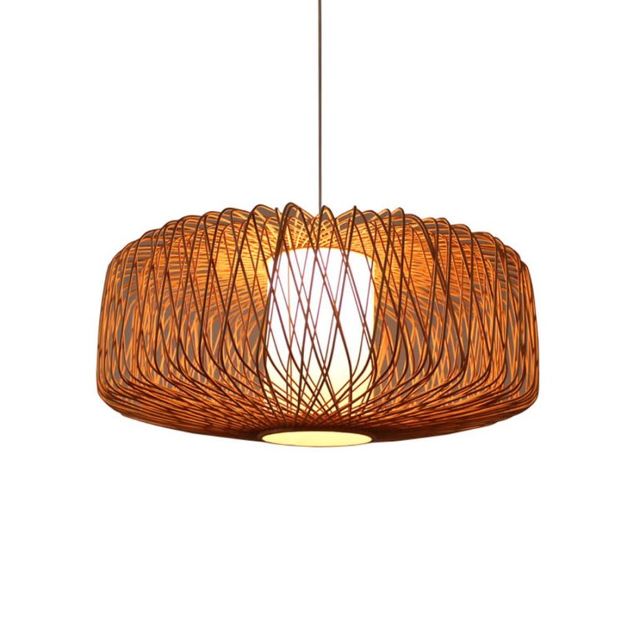 LÁMPARA DECORATIVA RATTAN ACHATADA MARRÓN COD.3414