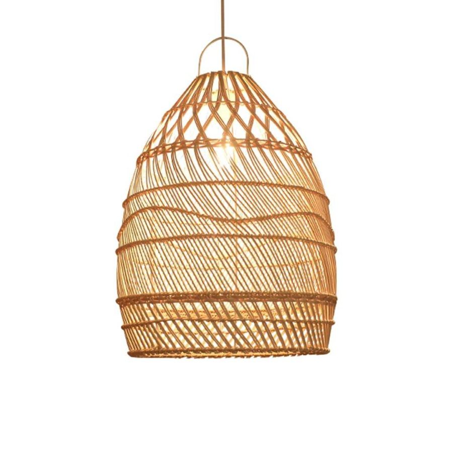 LÁMPARA DECORATIVA DE RATTAN CIRCULAR OVALADA COD.4658