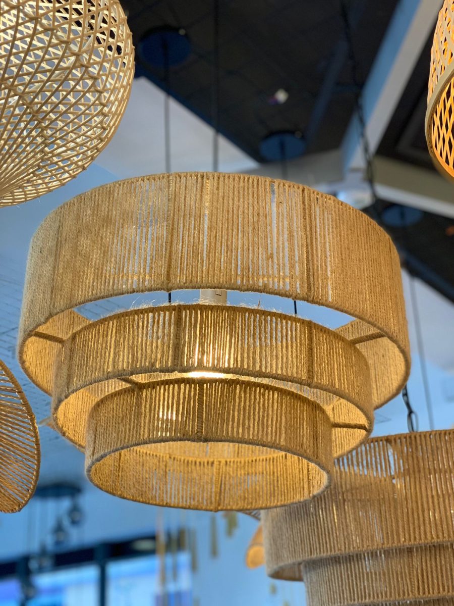 LÁMPARA DECORATIVA DE RATTAN CIRCULAR  3 CAPAS D500*H300 E27 COD.4651