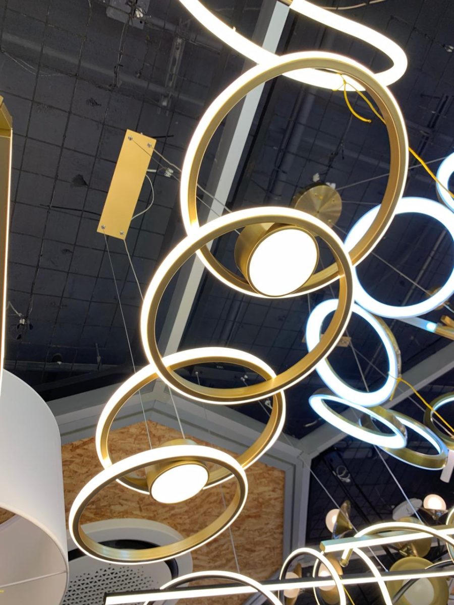 LÁMPARA DECORATIVA 3 AROS DORADOS 3000K COD.4591