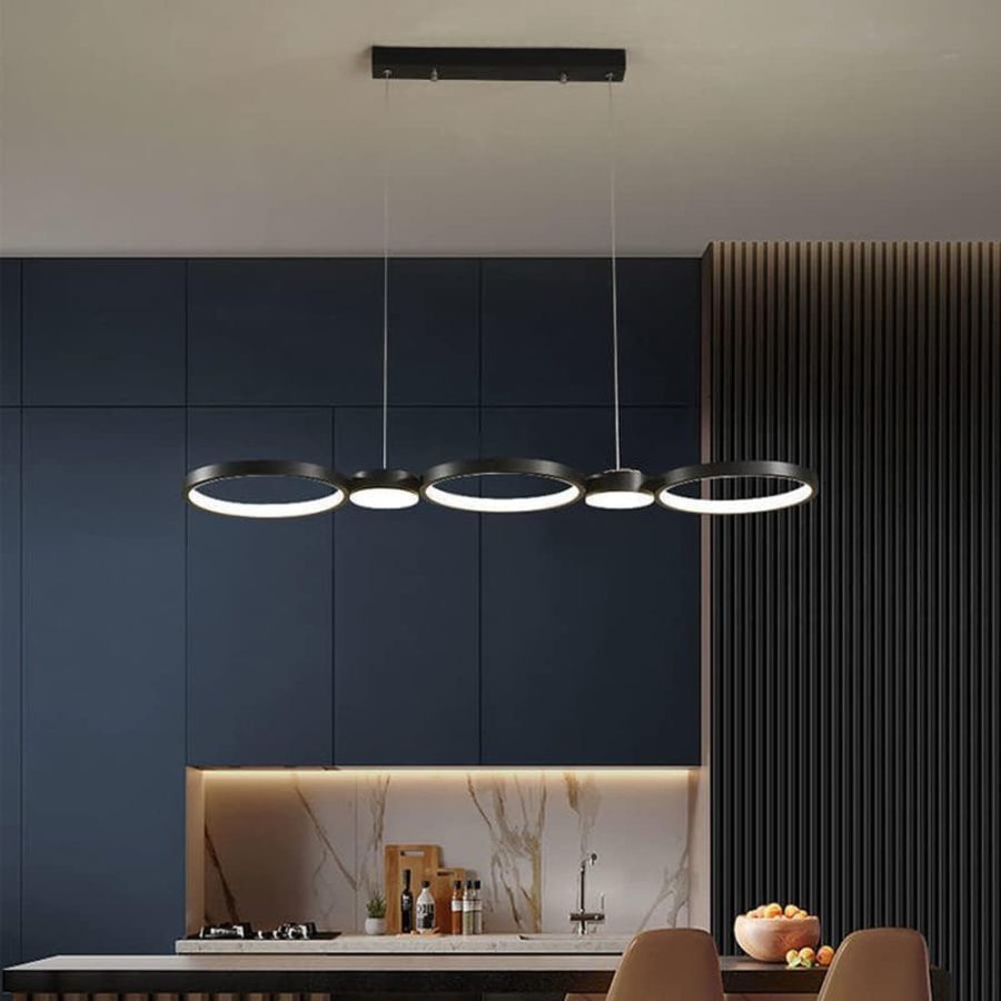 LÁMPARA DECORATIVABASE 3 AROS NEGROS LED INTEGRADO 110V 3000K L95CM  COD.3481