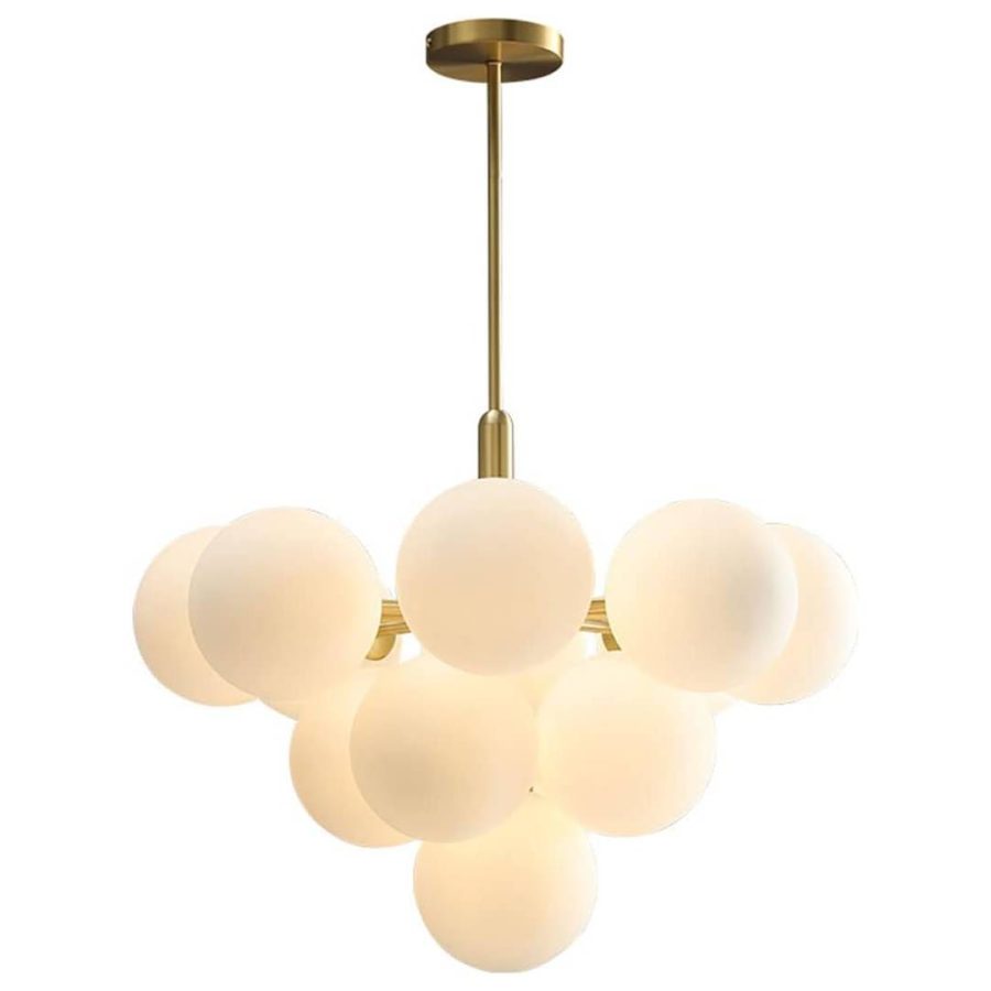 LÁMPARA DECORATIVA BASE DORADA 13 GLOBOS MILKS 13 60*59CM COD.3236