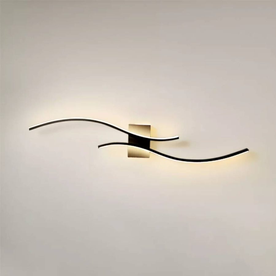 APLIQUE DECORATIVA LED INTEGRADO  DOS TUBITOS CURVEADOS NEGROS 110V 3000K  60*15cm COD.3484