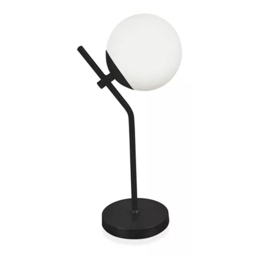 LÁMPARA DECORATIVA DE MESA NEGRA CON GLOBO MILK E27 COD.2372