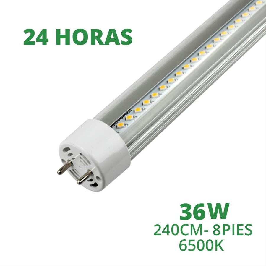 TUBO LED 36W 240CM AL+PC 24H  1PIN CLEAR 100/277V NEOLUZ (6500K) 24 HORAS Cod. 5046