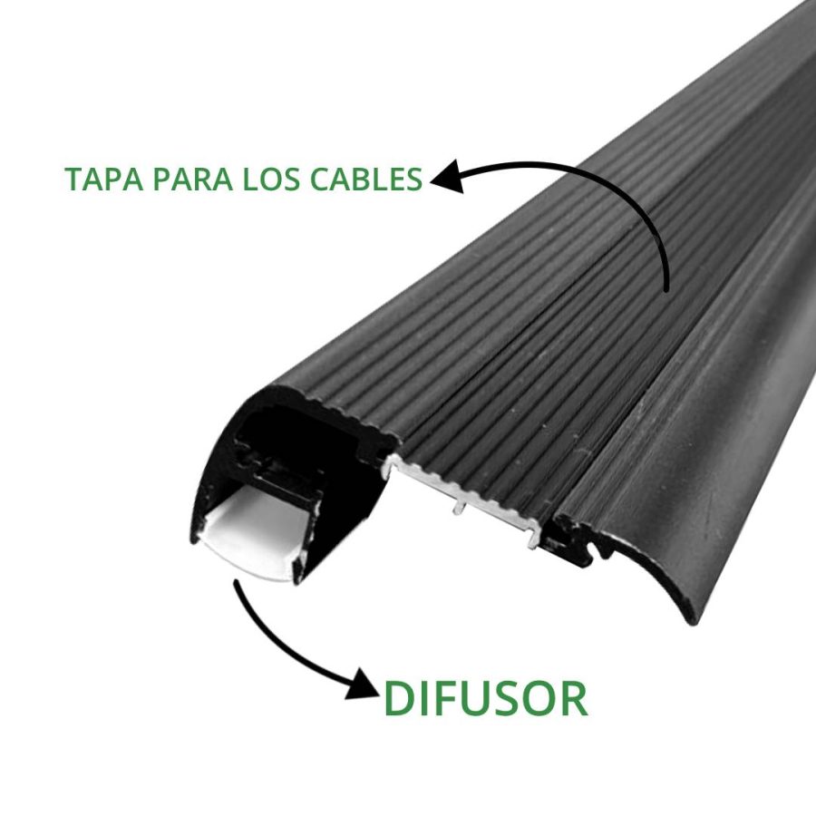 PERFIL LED ESCALERA NEGRO 2500*55*24 MM COD.7367