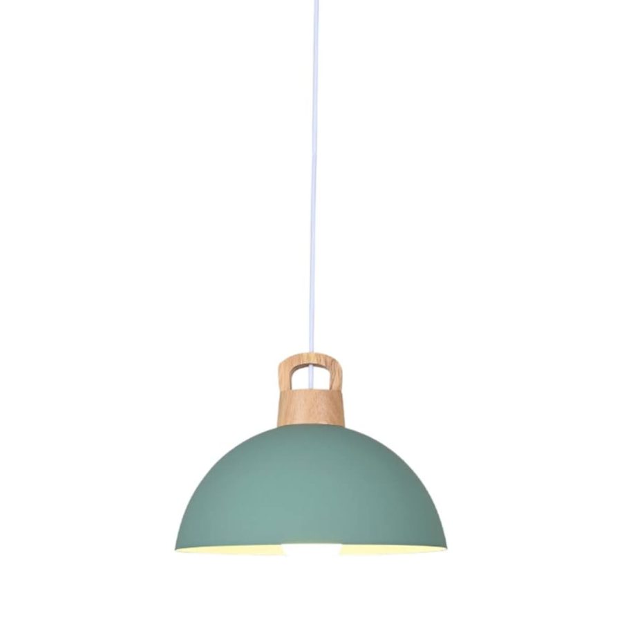 LÁMPARA DECORATIVA COLGAR TIPO CAMPANA VERDE E27 BASE NEGRA 24CM*10CM*120CM COD.3702