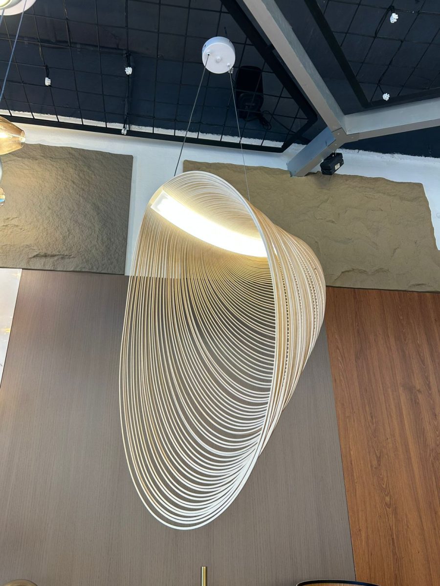 LÁMPARA COLGAR DE MADERA LED INTEGRADO 28W 3000K D80CM COD.3613