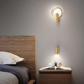 APLIQUE DECORATIVO DORADO CON ARO LED INTEGRADO 3000 D20*H100cm COD.4373