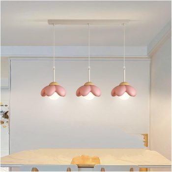LÁMPARA DECORATIVA COLGAR BARRA RECTN BLANCA 3 GLOBOS BLANCO G9 TIPO FLOR ROSADA L50*H120cm COD.4737