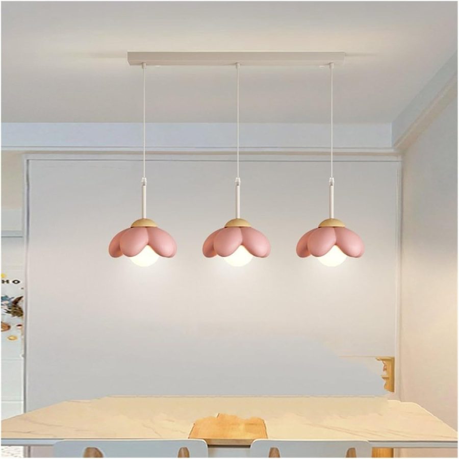 LÁMPARA DECORATIVA COLGAR BARRA RECTN BLANCA 3 GLOBOS BLANCO G9 TIPO FLOR ROSADA L50*H120cm COD.4737