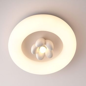 LÁMPARA DECORATIVA DE TECHO CIRCULAR BLANCA CON FLOR DENTRO LED INTEGRADO 110V D.50cm COD.4738