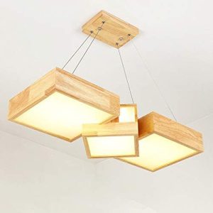 LÁMPARA DECORATIVA COLGAR BASE RECTANG MADERA 3 CUBO COLOR MADERA Y ACRILICO 110V WW 73*H120cm COD.4678