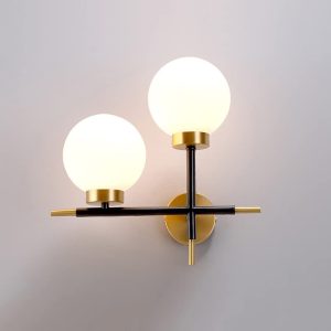 APLIQUE DEC DOS BRAZOS NEGROS Y BRONCE DOS GLOBOS MILK 30*H34cm COD.3559