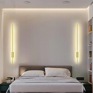 APLIQUE DEC BASE OVALADA FINA CON TUBO LARGO DORADA L100CM 11W LED WW IP20 COD. 4220