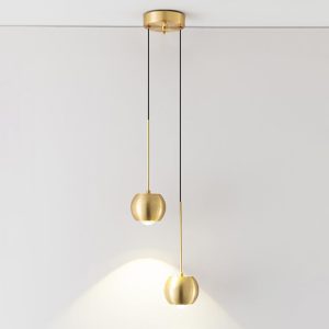 LÁMPARA DECOPRATIVA COLGAR BASE CIRC BRONCE 2 GLOBOS BRONCE DE METAL 110V WW D.15*H120cm COD.4695