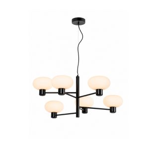 LÁMPARA DECORATIVA COLGANTE NEGRA 6 FLOBOS FROST E27 D800*H1200MM COD.2259