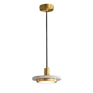 LÁMPARA DECORATIVA PLATOS MARMOL Y METAL DORADO LED INTEGRADO WW COD.4378