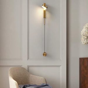 APLIQUE DECORATIVO LARGO LED INTEGRADO CON MEDALLA BRONCE AL FINAL 110V 3000K 5*H110cm COD.3488