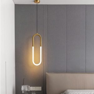 LÁMPARA DECORATIVA COLGAR ARO ELIPTICO MITAD BRONCE 110V WW 14*H40cm COD.4669