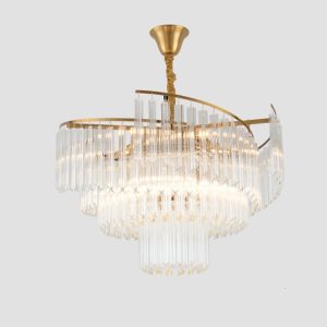 LÁMPARA DECORATIVA COLGAR REDONA 60 TUBITOS DE CRISTAL TRANSPARENTE P2519-60 E14*8 D.60*42cm COD.4820