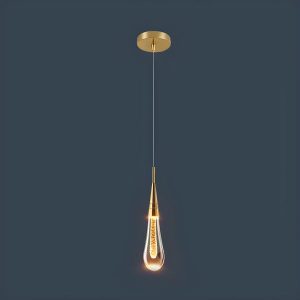 LÁMPARA DECORATIVA GOTA DE AGUA BASE CIRC BRONCE 110V WW  5*25cm COD. 4698