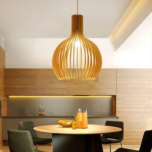 LÁMPARA DECORATIVA DE MADERA CIRCULAR 450MM E27 IP20 ENJ IP20 COD.3797