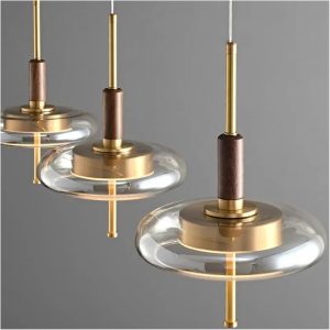 LÁMPARA DECORATIVA 3 CRISTAL APLANADOS ÁMBAR Y BRONZE  110V 3000K COD.4488