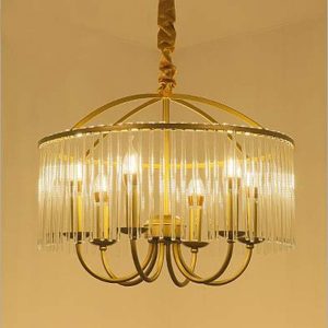 LÁMPARA DECORATIVA COLGAR BRONCE CIRCULAR TUBITOS TRANSPARENTES 8*E14 P2521-8 IP20 Dia.60*43cmCOD.4823