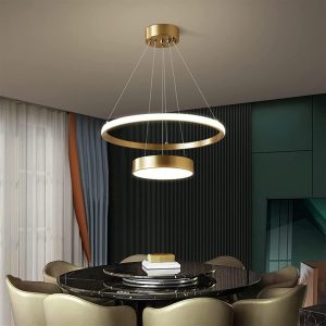 LÁMPARA DECORATIVA COLGAR ARO Y PANEL LED BRONCE 3000K D*30+50cm CABLE1.2MT 110V COD.2912