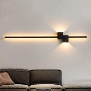 APLIQUE LINEAL NEGRO DOBLE LUZ LED 3000K L60cm AC110V 3000K COD.4256