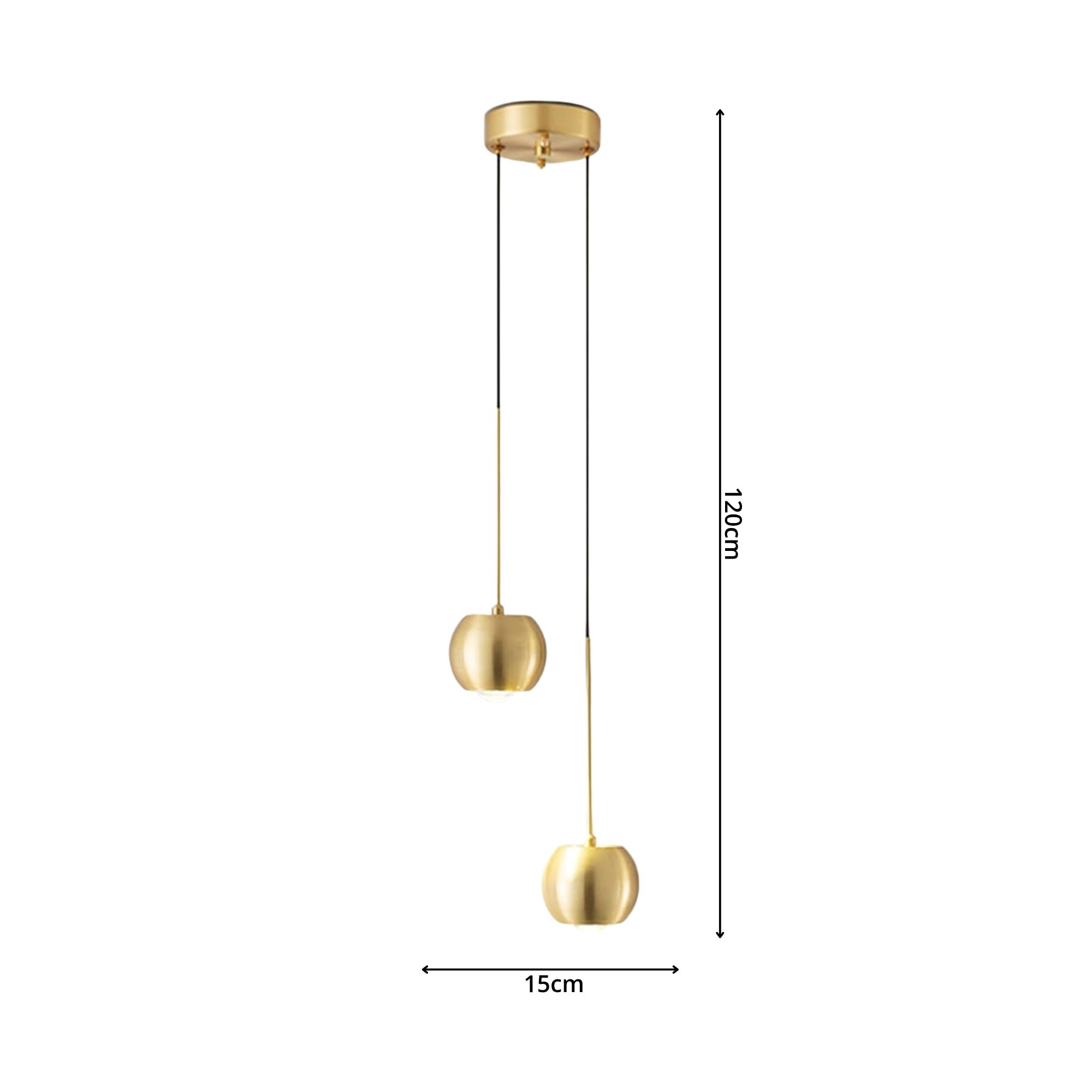 LÁMPARA DECOPRATIVA COLGAR BASE CIRC BRONCE 2 GLOBOS BRONCE DE METAL 110V WW D.15*H120cm COD.4695 - Imagen 2