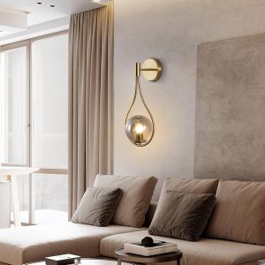 APLIQUE DECORATIVA GOTA BRONCE GLOBO ÁMBAR 20*H45cm G9 COD.3562
