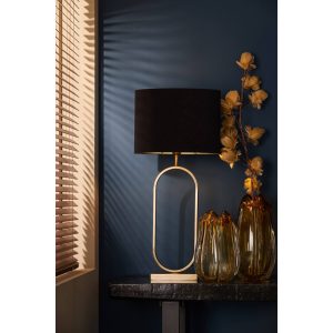 LÁMPARA DECORATIVA DE MESA BRONCE Y NEGRO 25*H50cm "E27*1pc Dia.25cm COD.4849
