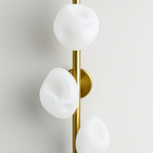 APLIQUE BARRA BRONCE GLOBOS  BLANCOS TRANSLUCIDOS L60*H120cm G9*3  COD.4239