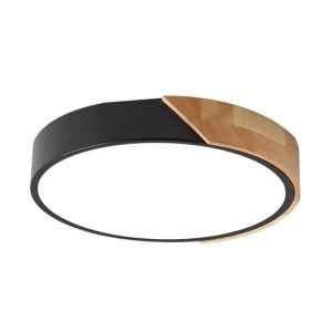 LÁMPARA TECHO NEGRA Y MADERA CIRC 3 COLORES LUZ  24W COD.3825