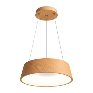 LÁMPARA COLGANTE CIRC COLOR MADERA INTREGADA CCT DIA.46cm 36W COD.3434