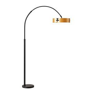 LÁMPARA DECORATIVA DE MESA TIPO BASTON NEGRO/MADERA INTEGRADA CCT H80cm 24W 110V COD.4634