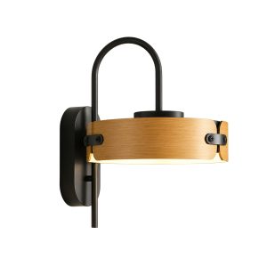 APLIQUE BRAZO CURVO MADERA CCT INTEGRADA L20W25H31cm 18W 110V COD.4635