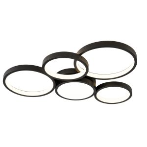 LÁMPARA DE TECHO MULTI AROS NEGRA CCT INTEGRADA L60W45H60cm 60W COD.2184