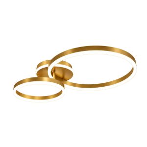 LÁMPARA DECORATIVA DE TECHO DOS AROS LED INTEGRADO DORADA COD.3853
