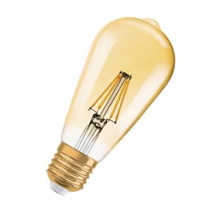BULBO LED FILAMENTO PERA 6W E27 2700K AMBER GLASS  90/130V ST64 COD. 1953