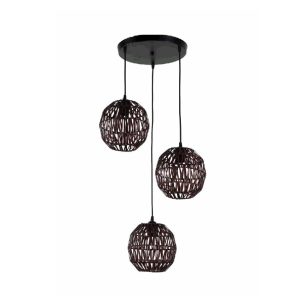 LÁMPARA DECORAT6IVA DE RATTAN 3 CIRCULOS MARRONES BASE NEGRA CIRCULAR COD.2315