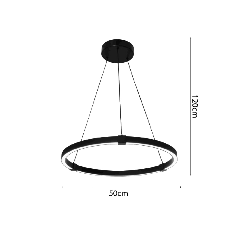 LÁMPARA COLGAR NEGRA ARO NEGRO LED 30W 3000K 50*120CM COD.3421 - Imagen 2